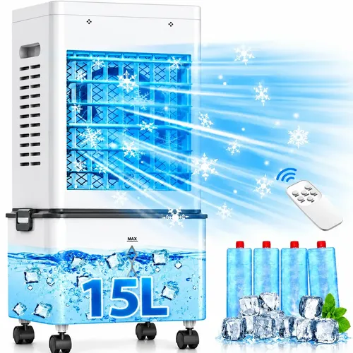 15L Climatizador de Ar Portátil 4 em 1 Umidificador Evaporativo Ventilador Frio