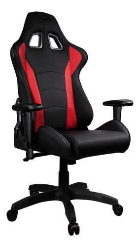 Imagen 2 de 2 de Silla de escritorio Cooler Master Caliber R1 gamer ergonómica roja y negra con tapizado de cuero sintético
