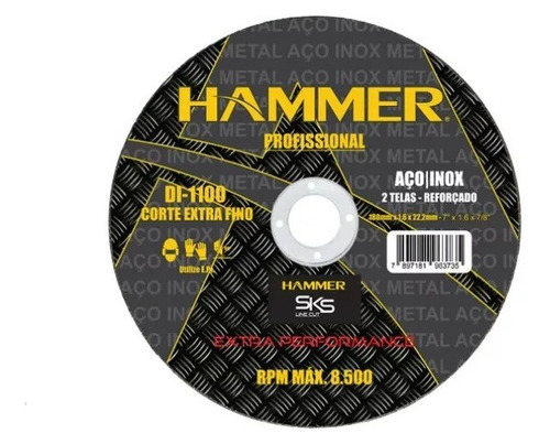 Disco De Corte Hammer 180x1,622 (7 X1,6x7/8) 397865