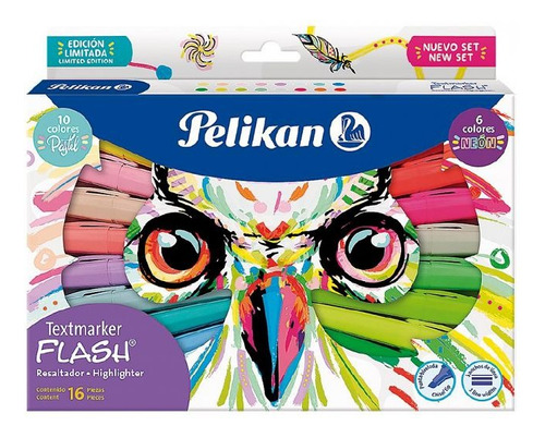 Resaltador Pelikan Flash Combinado X 16 Colores Fluo-pastel