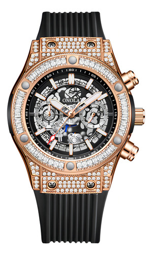Relojes Luminosos Mecánicos Automáticos Onola Color De La Correa Negro