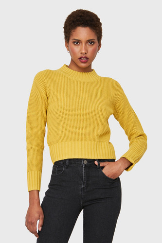 Sweater Crop Básico Amarillo Nicopoly