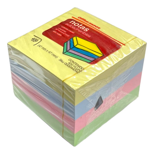 Mini Notas Adhesivas 47x47mm Color Pastel 2x2 Cubo 400 Hojas