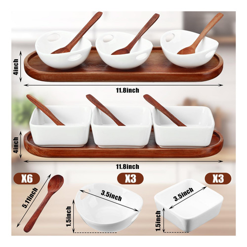Sunnychicc 2 Sets Ceramic Chip Y Dip Siring Con Acacia De Y