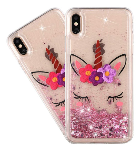 Funda Para iPhone XS Max - Unicornio Rosa Con Glitter