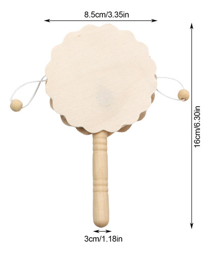 Wood Drum Toy Wooden Flower-shaped Rattle Drum Kindergarten