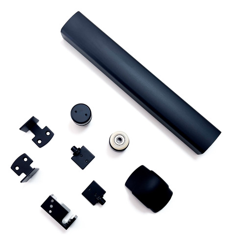 Kit Para Mampara De Baño Corrediza Alum. De 2 Metros Negro Sin Vidrio Negro