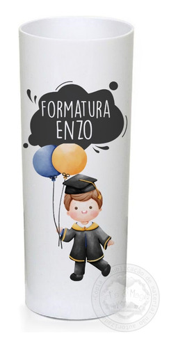 20 Copos Personalizados Long Drink Formatura Aquarela Menino