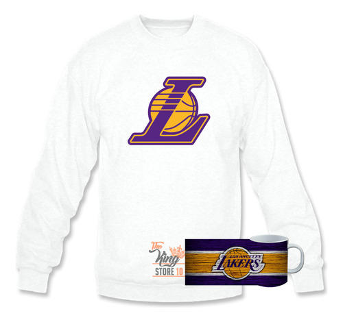 Poleron Polo + Taza, Los Angeles Lakers Logo L, Basketball, Nba / The King Store