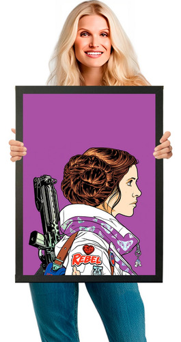Quadro Poster Geek Star Wars Princesa Leia Moldura A2