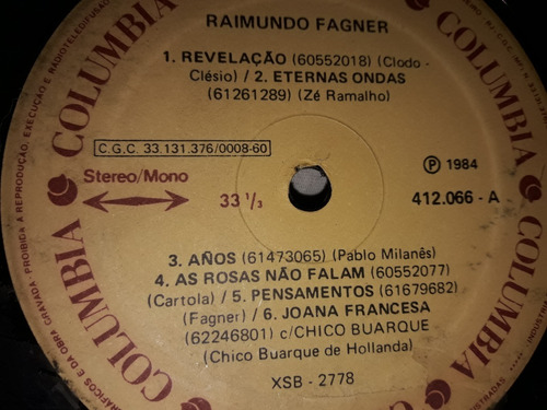 Lp S/ Capa Raimundo Fagner Noturno 1984 