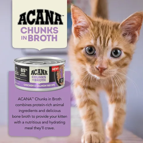 Acana Chunks En Caldo Pollo Y Salmón Para Gatitos 3oz