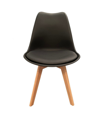 Imagen 2 de 4 de Silla Eames Tulip Acolch. Refuerzo Metal Negro X4