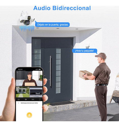 16MP Cámaras De Seguridad Ojo® Cuatro Lentes Zoom 10x 1440p Con Función De Alarma Rotación Ajustable Del Brazo