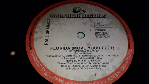 Paul Sharada Florida (move Your Feet) Vinilo Maxi Holland 84