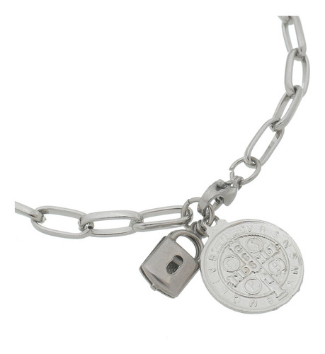 Pulseira Cadeia Consagração São Bento Corrente Inox