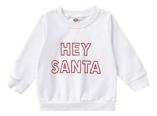 Sudadera Con Letras Navideñas Para Niños, Cuello Redondo Y M