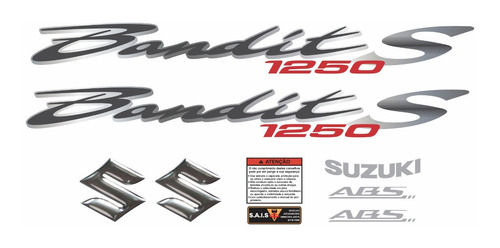 Jogo Faixa Emblema Adesivo Suzuki Bandit 1250s 2009 Preta