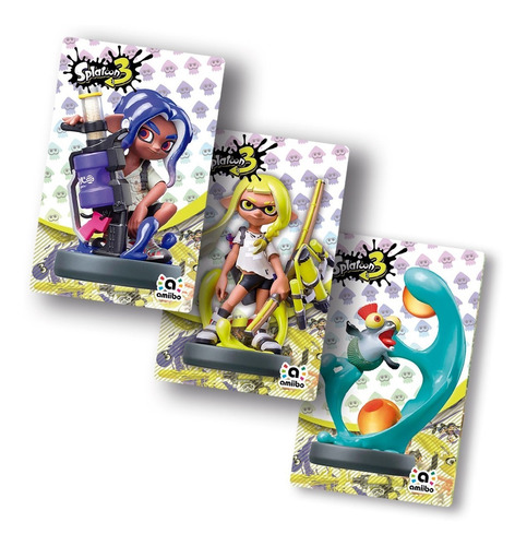 3 Tarjetas Nfc - Splatoon 3 Octo Blue Ink Yellow Escamita