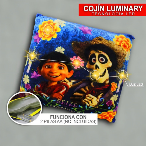 Cojin Decorativo Luminoso Led Prividencia Disney Personajes Color Coco Altar