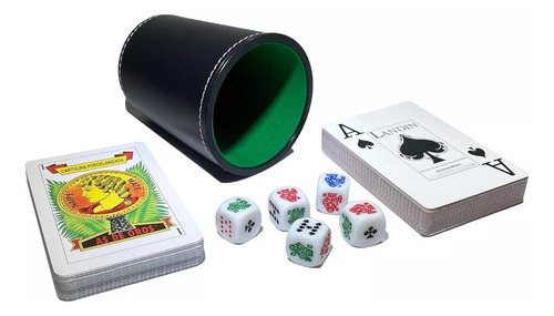 Juego De Cubilete Con Dados, Barajas De Poker Y Española