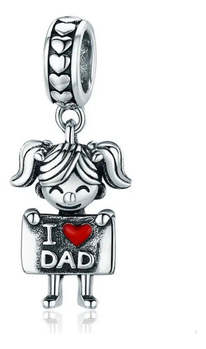 Charm 100% Plata Niña I Love Dad Amor Papa Para Pandora