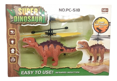 Imagen 3 de 3 de Dinosaurio De Juguete Vuela Con Luz Y Usb