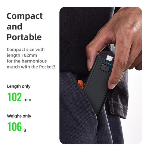 Mango De Extensión De Batería Dji Osmo Pocket 3 De 4500 Mah