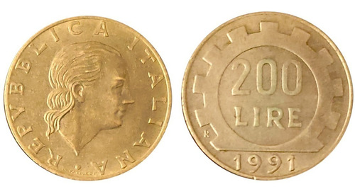 Moneda Colección 200 Liras Italia 1991 Pz2409
