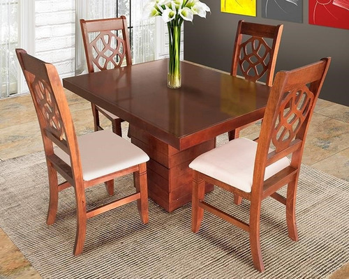 Imagen 2 de 5 de Comedor Leo 4 Sillas Nogal Këssa Muebles