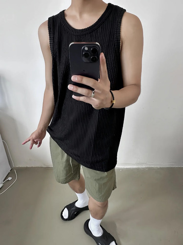Camiseta Casual Holgada Sin Mangas Para Hombre, Camiseta De