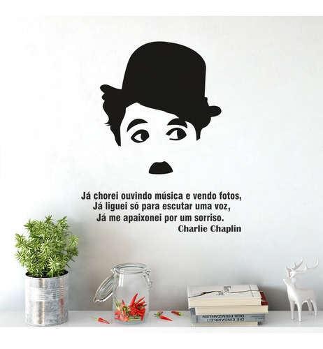 Adesivo Decorativo De Parede Motivacional Charlie Chaplin Cor Preto