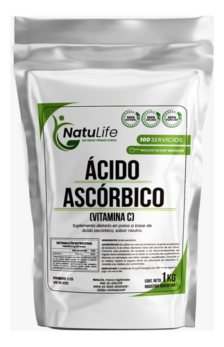 Vitamina C Pura Acido Ascorbico X 1kg Envase Termosellado