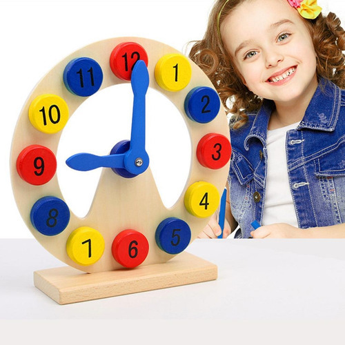 Brinquedo Educativo Pedagógico Relógio Madeira Aprendizado