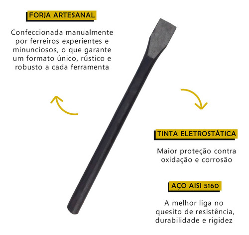Marreta 1kg E Talhadeira Redonda Lisa 12 Kit Tarza