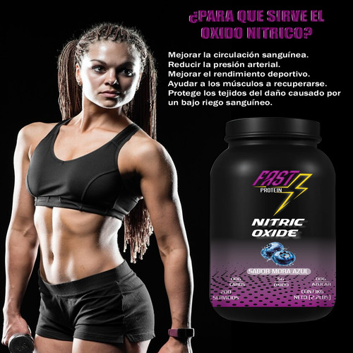 Óxido Nítrico Fast Suplement 1kg 200 Serv Varios Pre Entreno Mora Azul