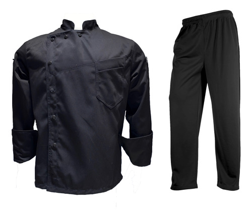 Pack Chaqueta Chef Black Premium + Pantalon Nautico Negro 