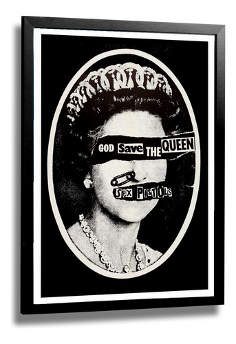 Cuadro Sex Pistols Lamina Poster God Save The Queen 50 X 70 Negro