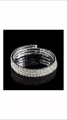 Pulsera Esclava Mujer Brazalete Acero Strass, Romana Dorada