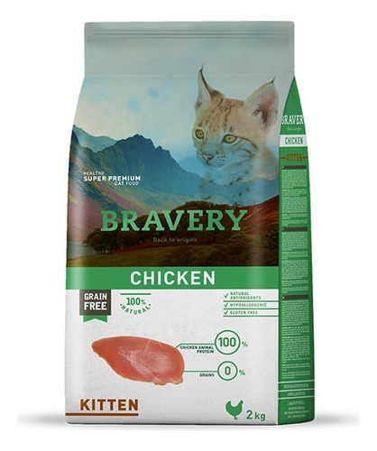 Alimento Bravery Chicken Kitten 2kg