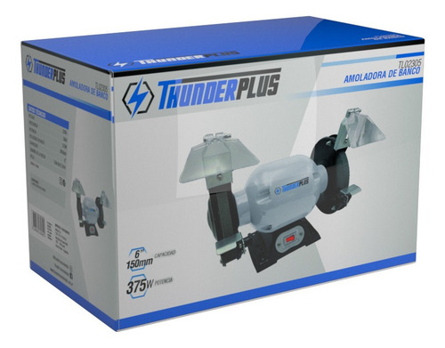 Imagen 2 de 5 de Amoladora De Banco 375w 6'' - 2 Piedras Thunderplus Tl02305