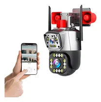 Comprar Camara Ip Wifi Ptz Doble Lente 360 Exterior Sirenas Alarma Color Negro