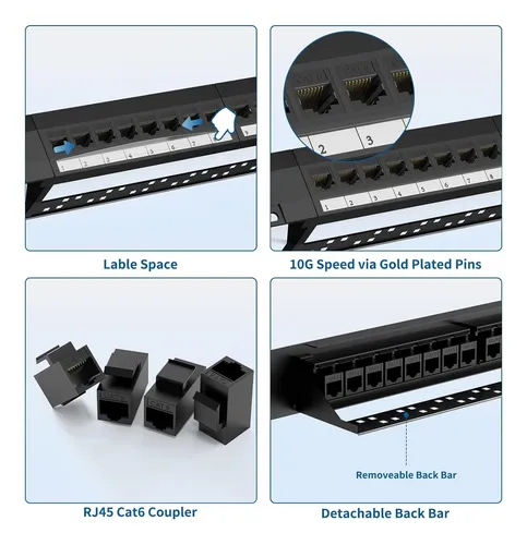 Cablegeeker Patch Panel 24 Port, Cat6 Patch Panel With Rj...