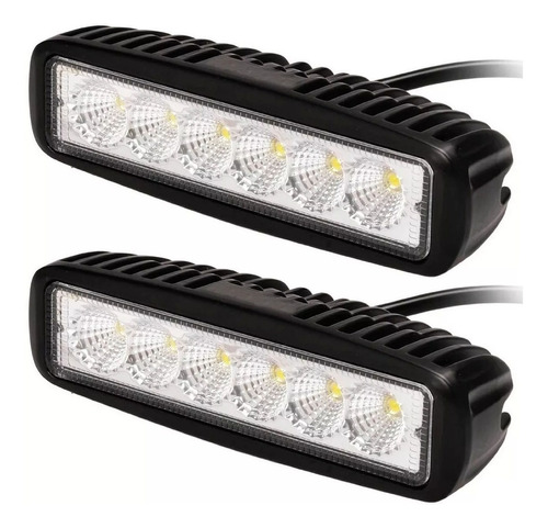 Par Faros Auxiliares Barra 6 Led 18w Flood Off Road Moto 4x4