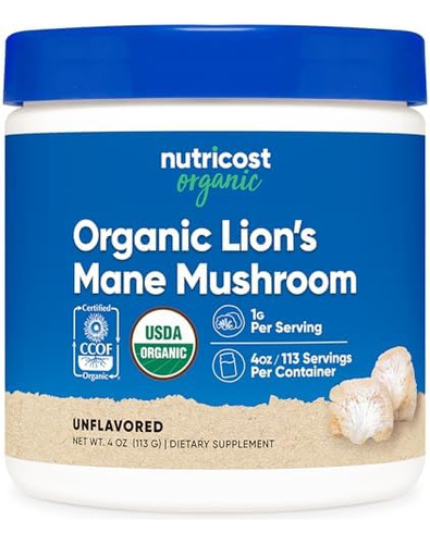 Nutricost Hongo Melena De León 100 % Orgánico Lion's Mane 4 Ounce (pack Of 1)