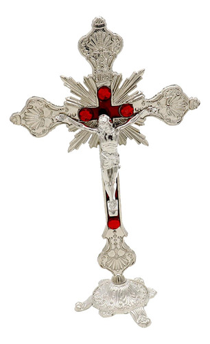 Crucifijo De Pie Católico 10  H Cruz De Mesa Para Plata