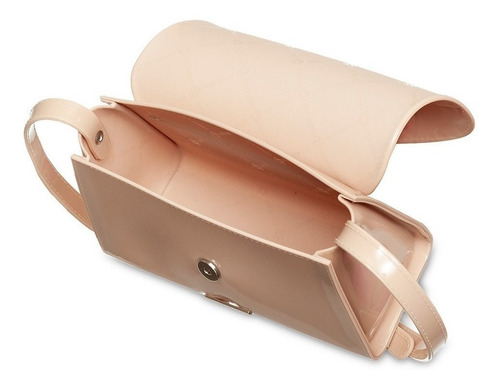 Imagem 3 de 3 de Bolsa transversal Petite Jolie Alicia PJ10087 design liso de j-lástic nude com alça de ombro nude