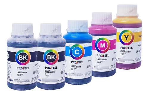 Tinta 5x250ml Profeel C9021 Pixma Megatank G4010 G6010 G7010