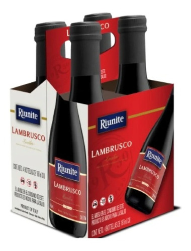 Vino Tinto Riunite Lambrusco 4 Pzas De 187 Ml C/u D21