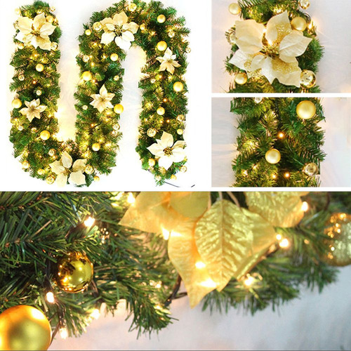 Guirnalda Flocada Con Luces Led De 2,7 M Con Decoraciones Mi